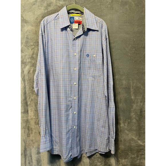 Wrangler Other - George Strait Wrangler Plaid Western Shirt Blue Tan Pearl Snap Style XL Cotton